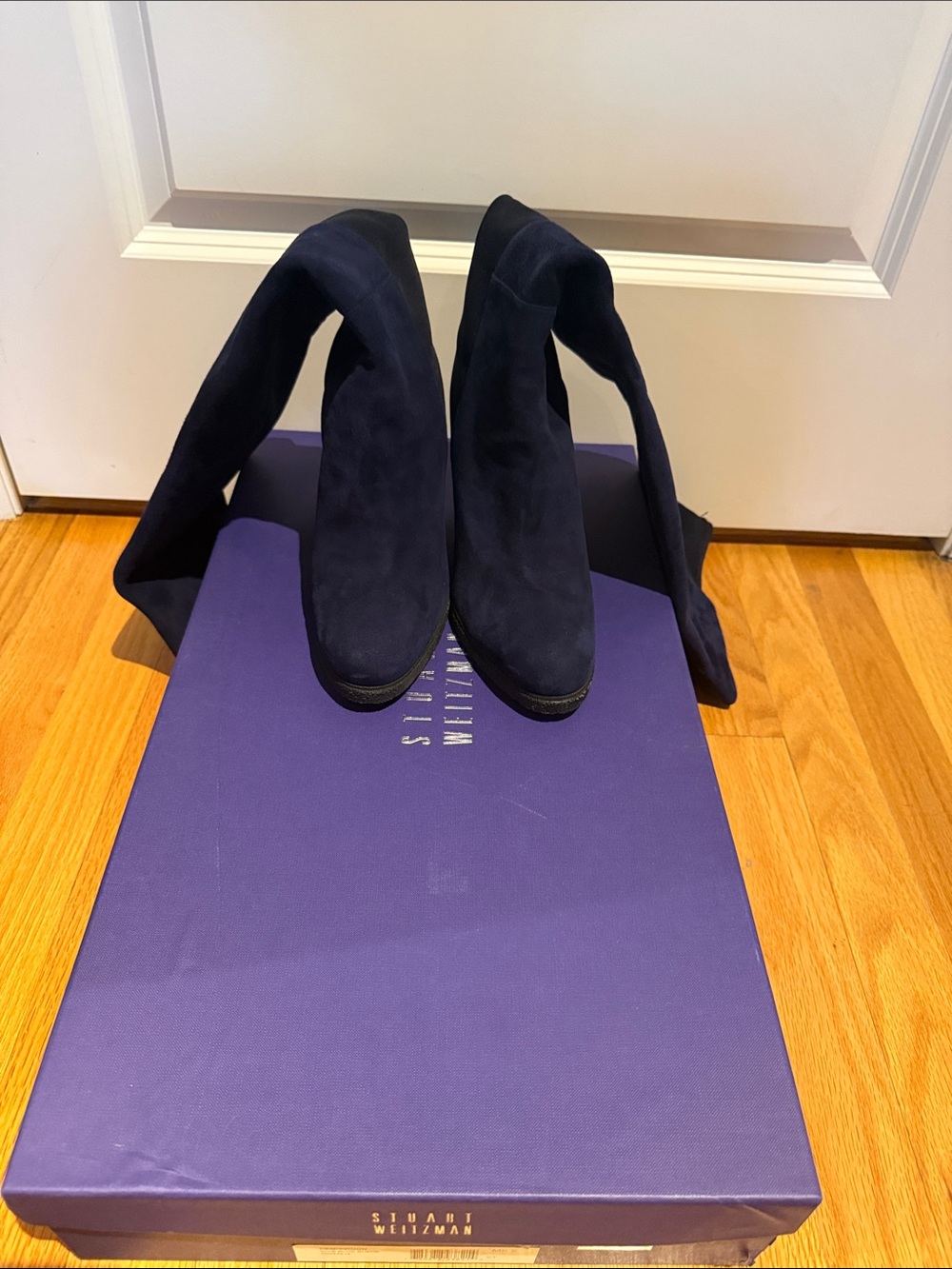 Stuart Weitzman Navy Suede Over-the-Knee Boots
